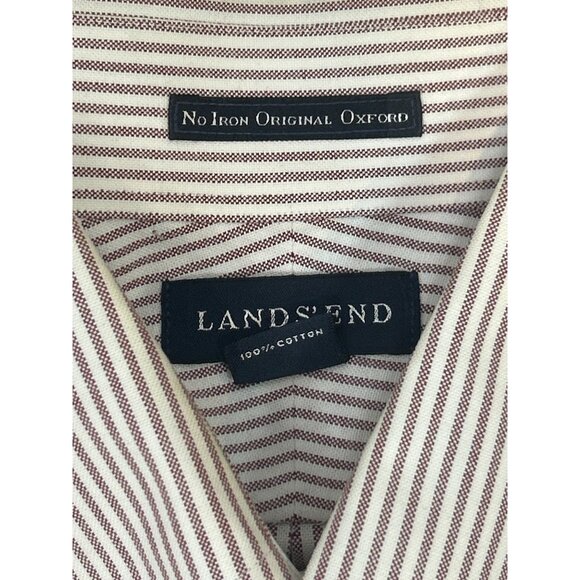Land's End Dress Shirt Mens Stripe Oxford  Button Up Business Casual‎ Size 16-35 - Picture 5 of 8
